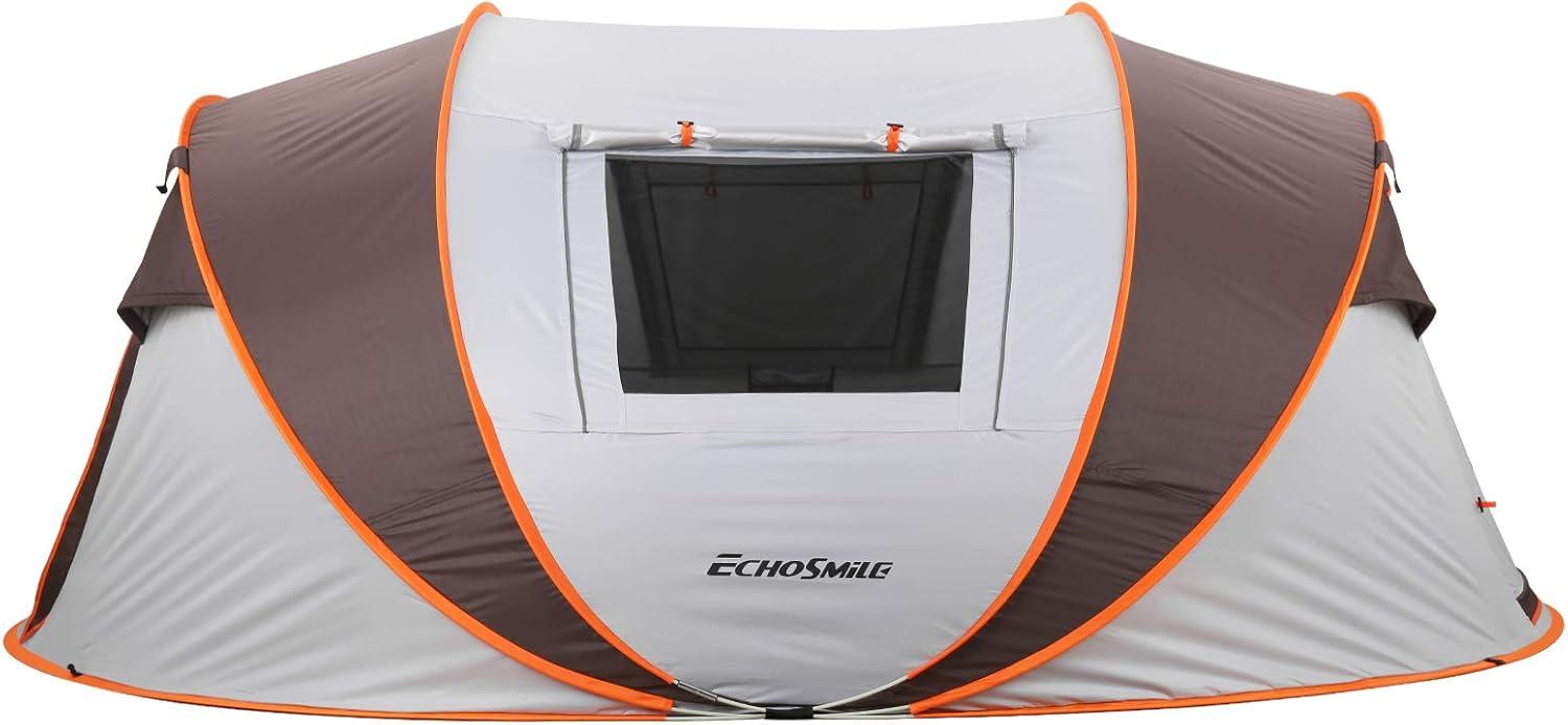 EchoSmile 2-Person White and Brown Pop Up Camping Tent