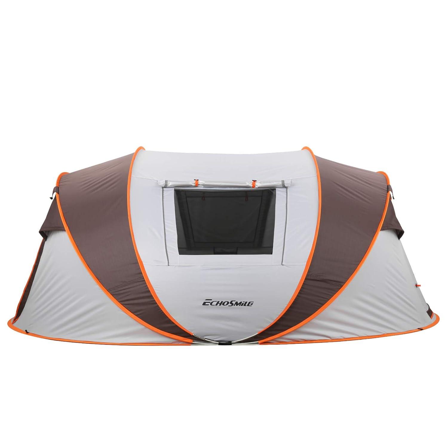 EchoSmile 2-Person White and Brown Pop Up Camping Tent
