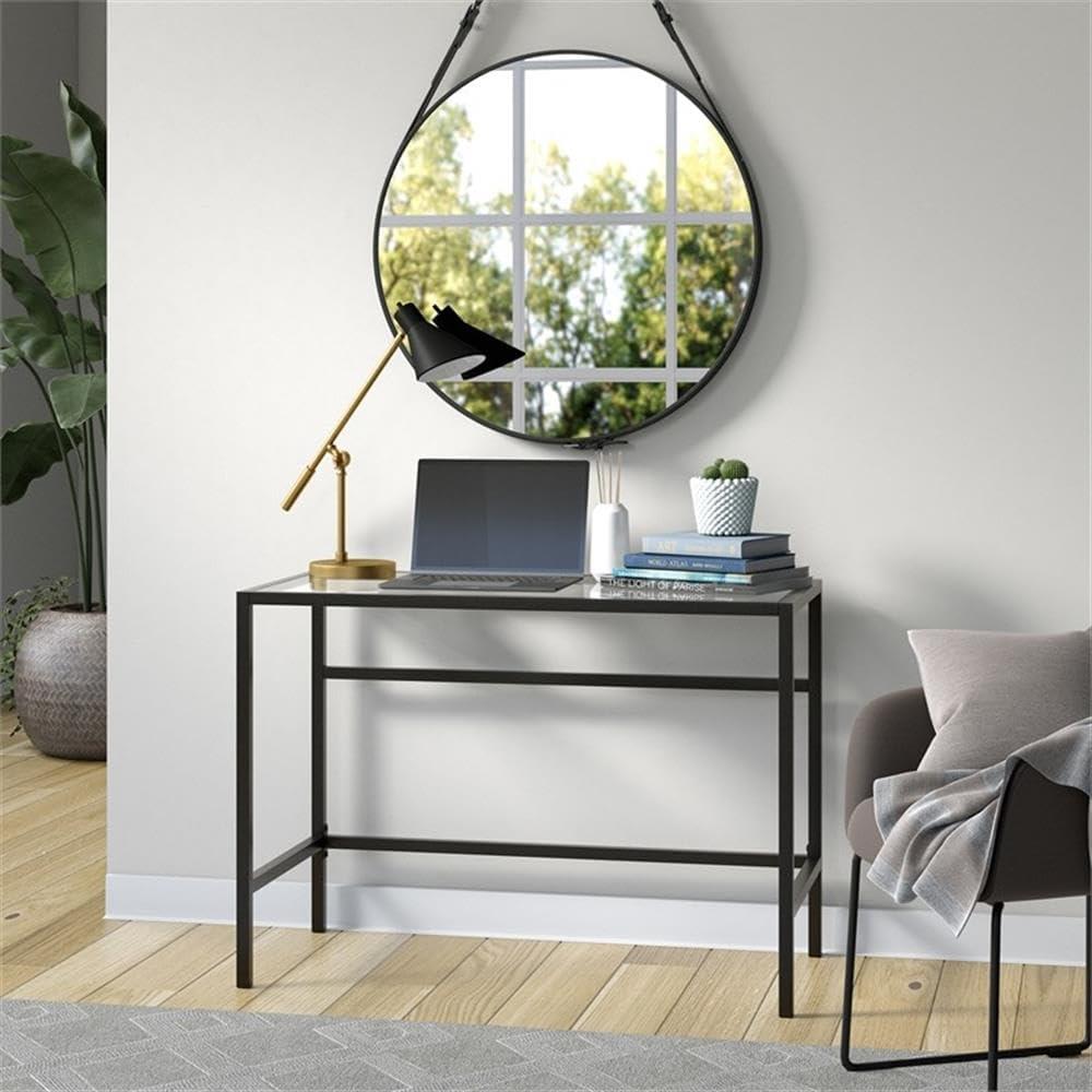 Henn&Hart 42" Blackened Bronze Metal/Glass Home Office