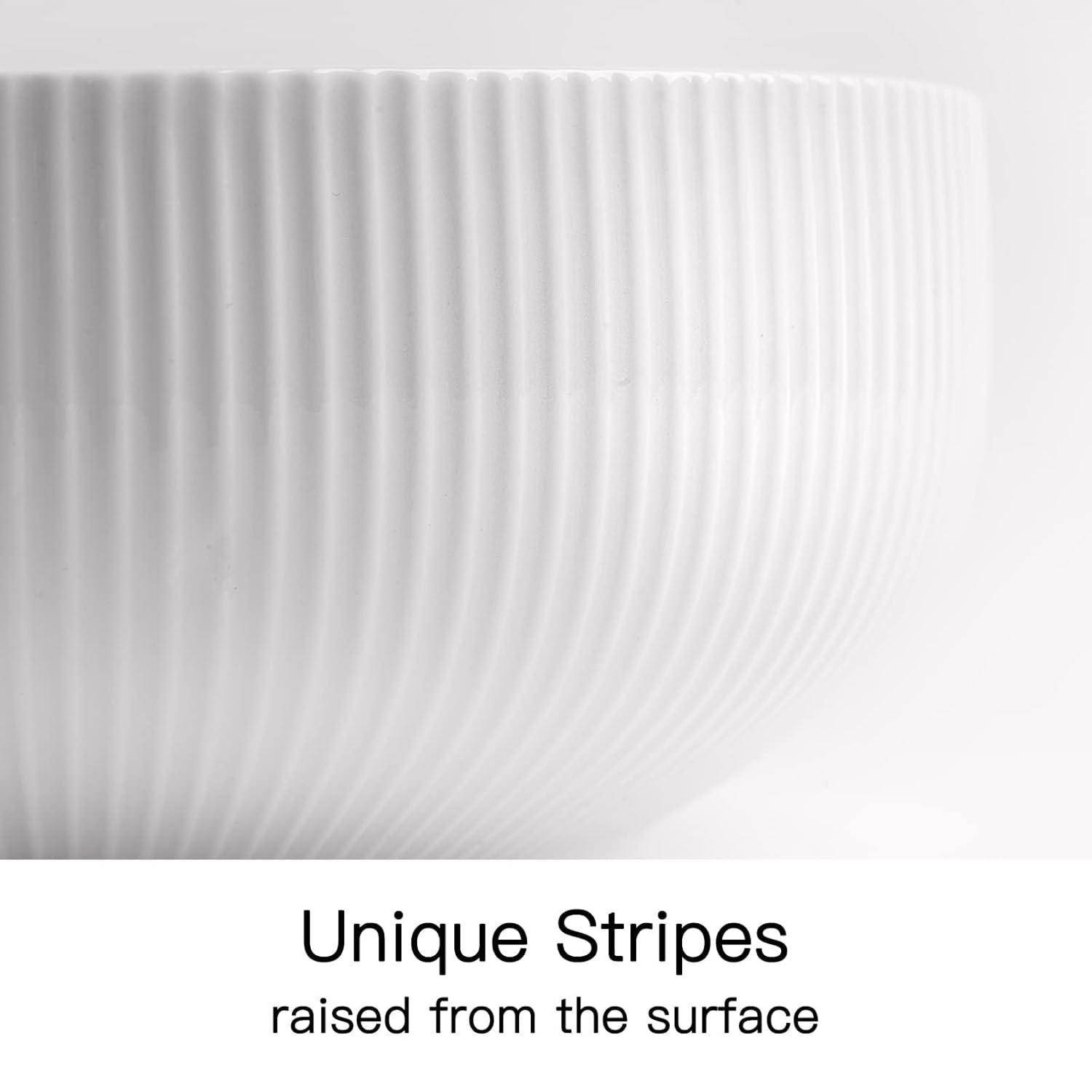 getstar Salad Bowl, 8 inch 60 oz Large Serving 2 Packs Ceramic Bowl Set, Microwave & Freezer Safe, Bowl Set of 2 For Fruit Soup Pasta Popcorn (White)