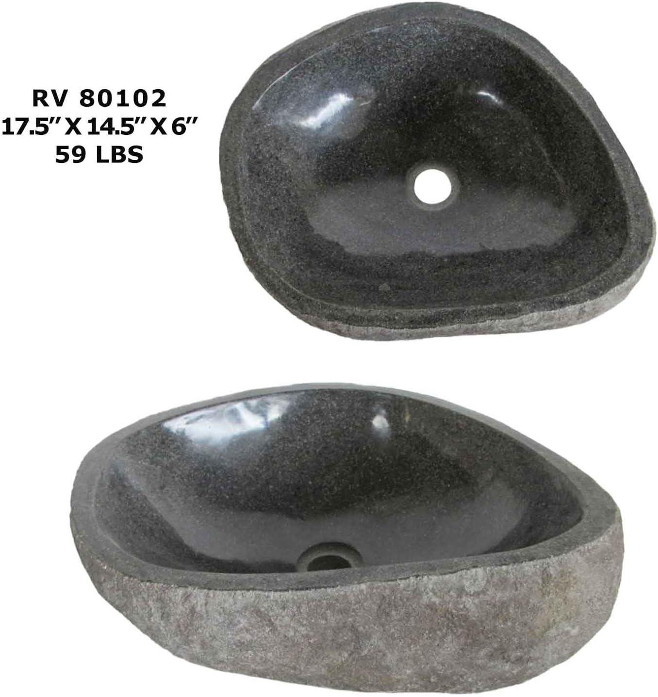 B.o.i 18'' Gray Stone Oval Bathroom Sink