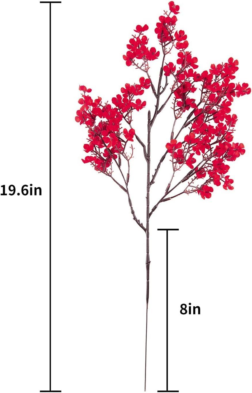 10 Pcs Babys Breath Gypsophila Artificial Flowers Bouquet Fake Silk Flowers Real Touch Flowers for Home Wedding Centerpiece Arrangement Festival Party Decoration (Red)