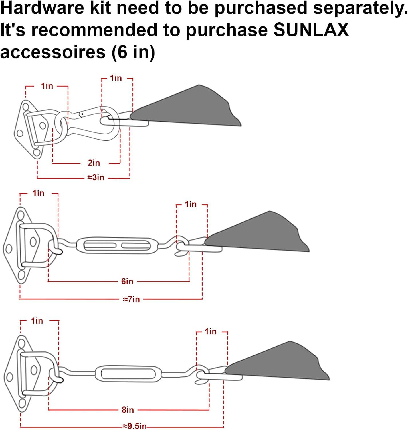 SUNLAX Dark Grey 8' x 12' UV Block Patio Shade Sail