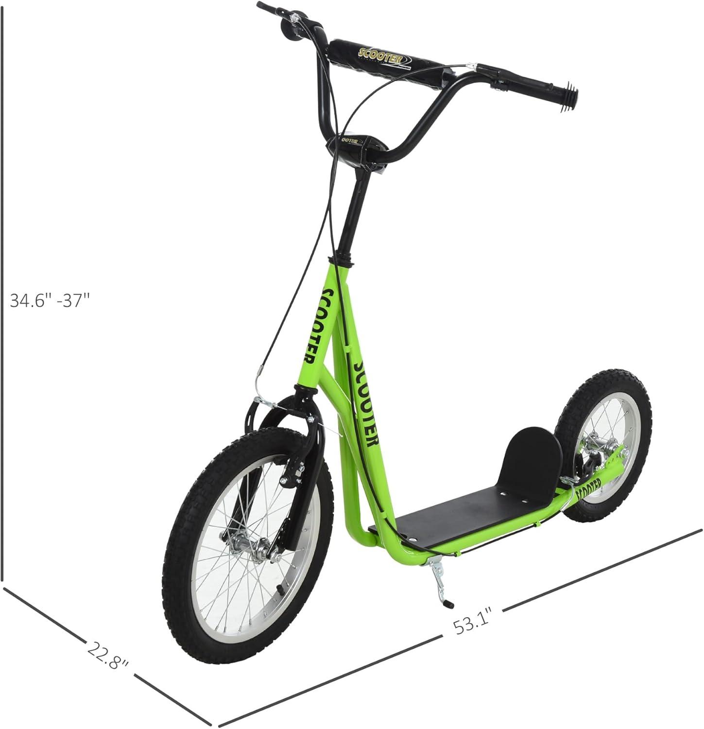 Green Adjustable Steel Frame Youth Kick Scooter