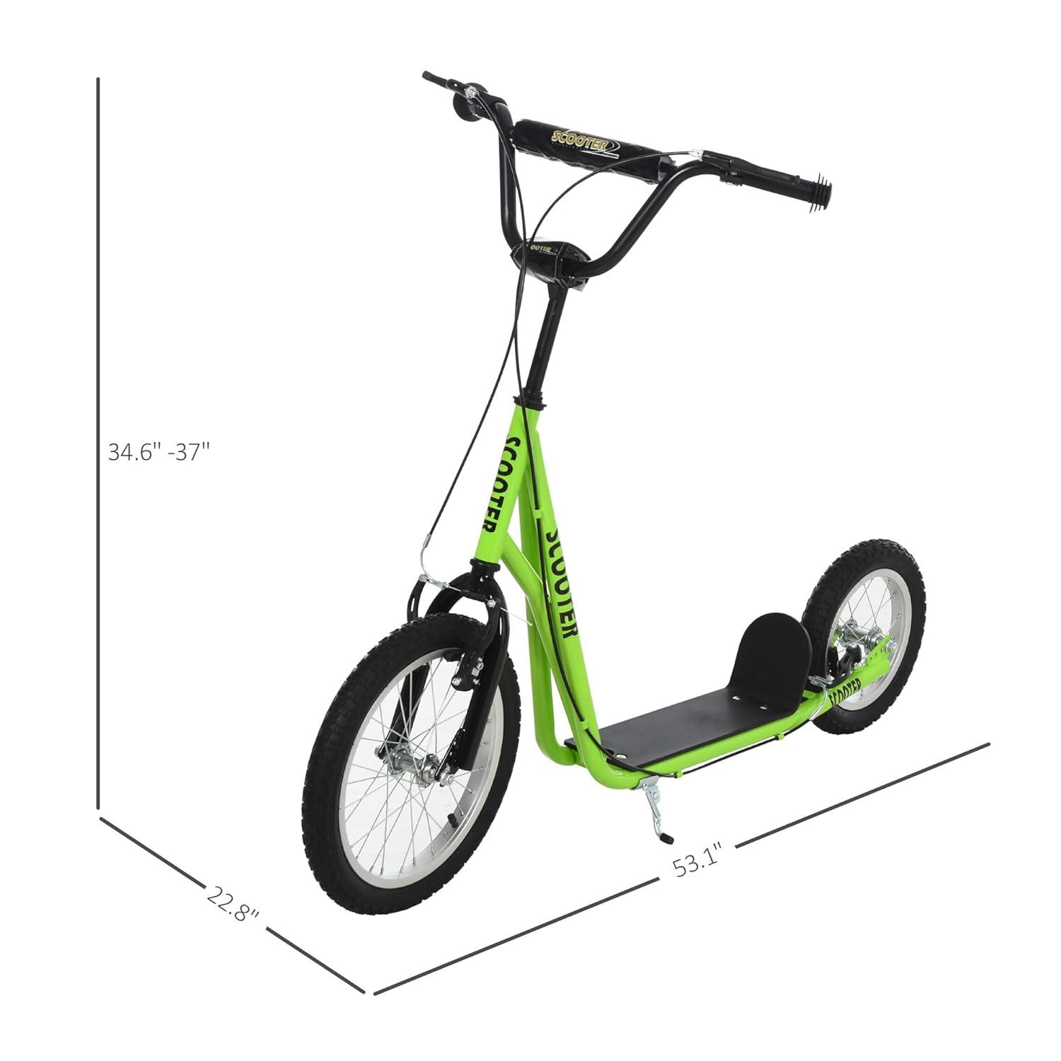 Green Adjustable Steel Frame Youth Kick Scooter
