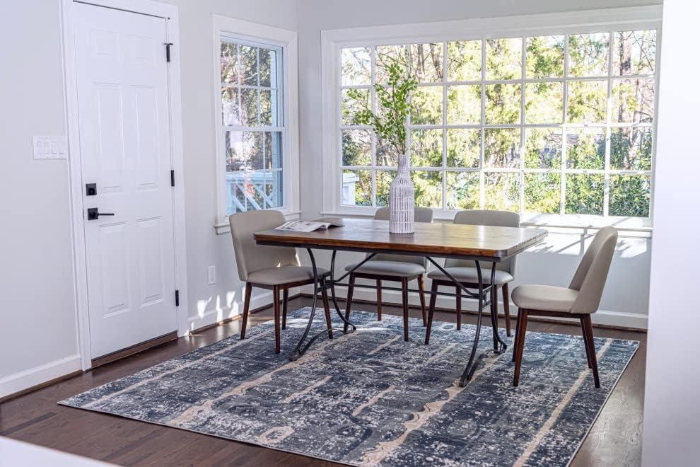 Unique Loom Portland Collection Area Rug - Depoe (6' 1" x 9' Rectangle Blue/Beige)