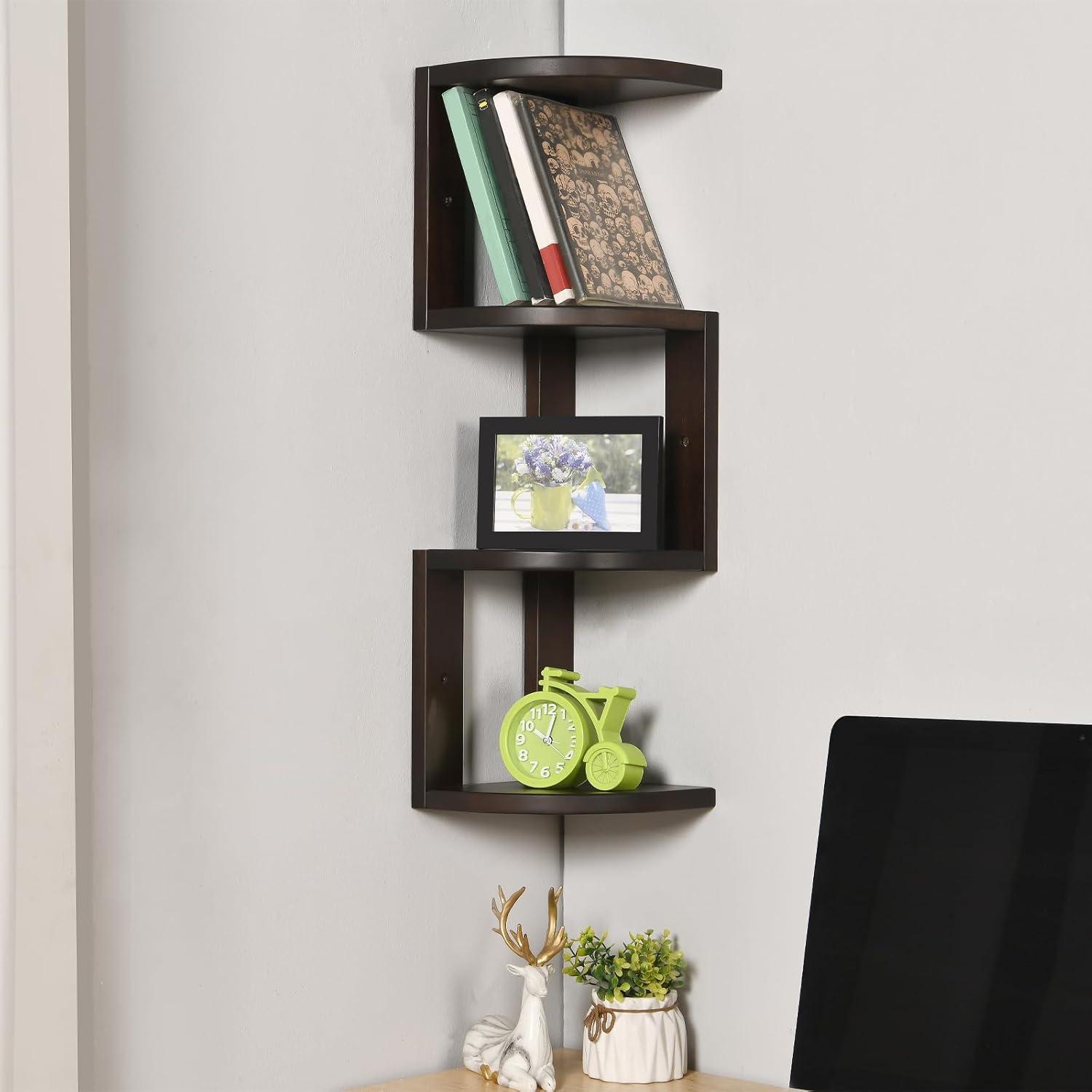 CONSDAN Corner Shelf, 4 Pieces, USA-Grown Solid Hickory Hardwood