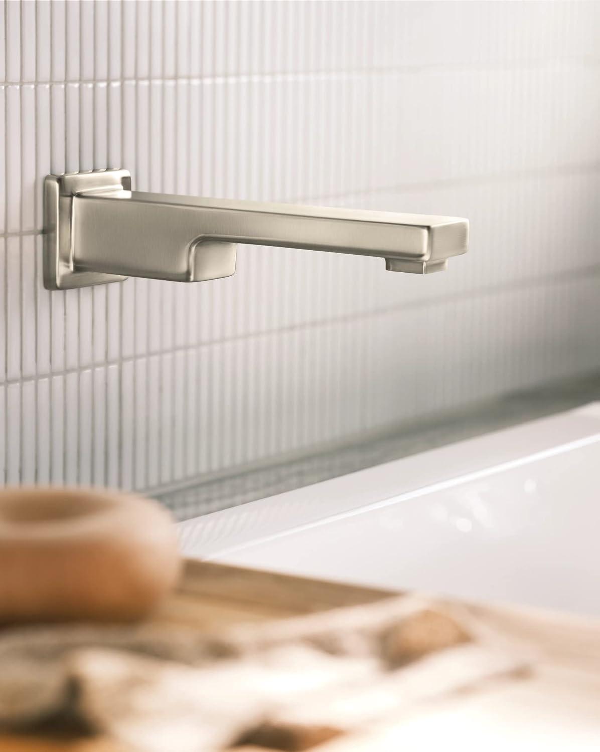 Sleek 90 Degree Brushed Nickel Wall-Mount Tub Filler with Single Handle