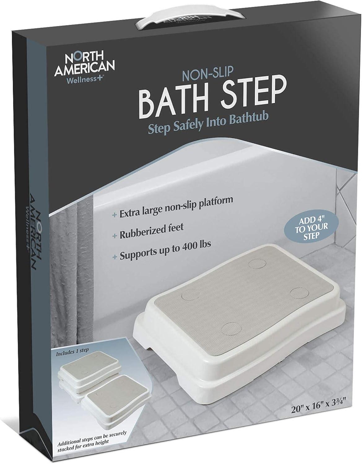 White and Gray Stackable Bathroom Safety Step with Rubber Top