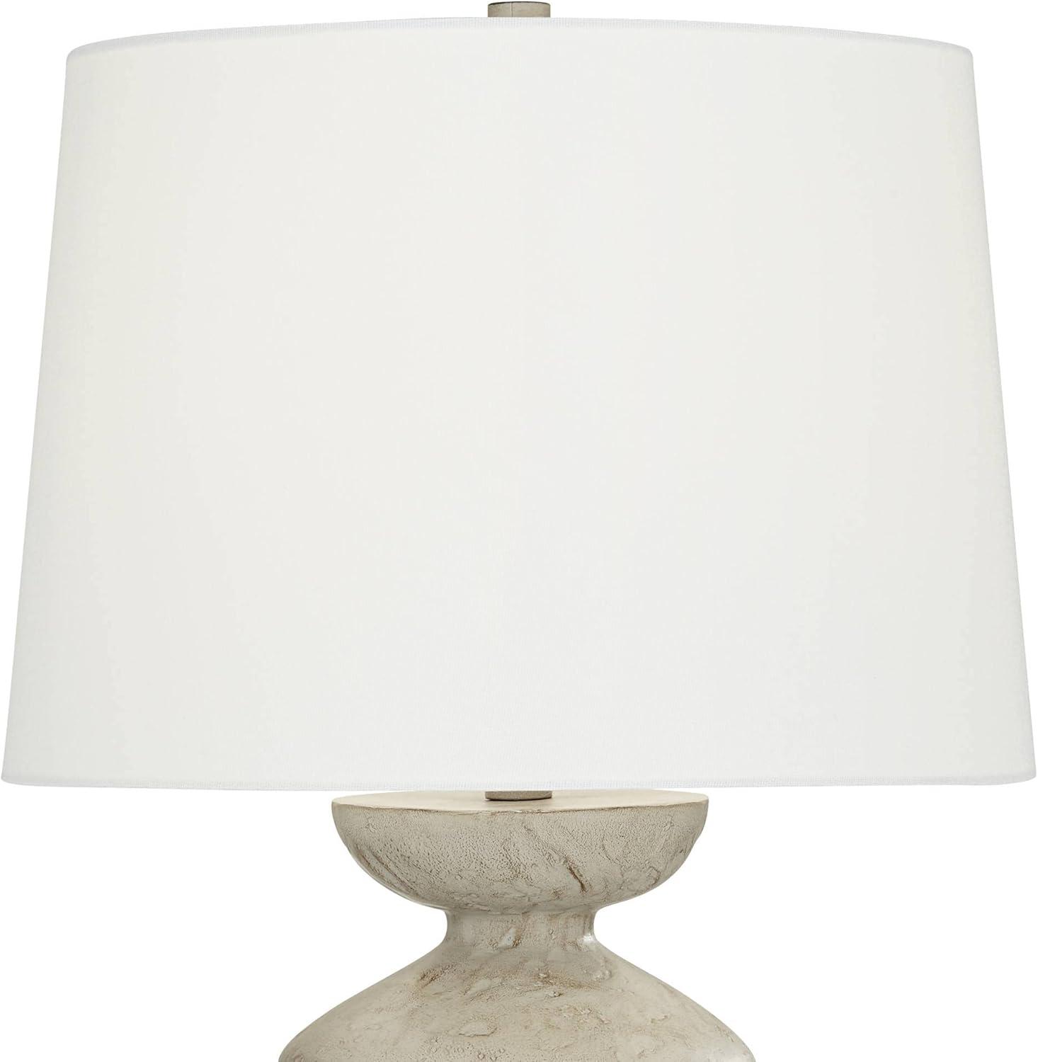 Possini Euro Design Claire 30" Tall Large Mid Century Modern Farmhouse Rustic End Table Lamp White Beige Living Room Bedroom Bedside Nightstand House