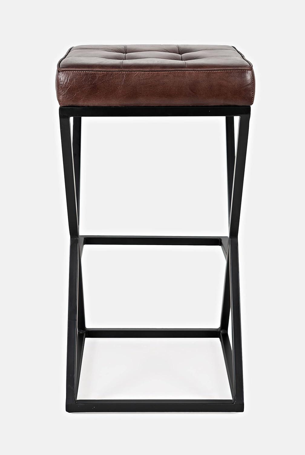 Jofran Brooks Distressed Modern Leather Backless Stool