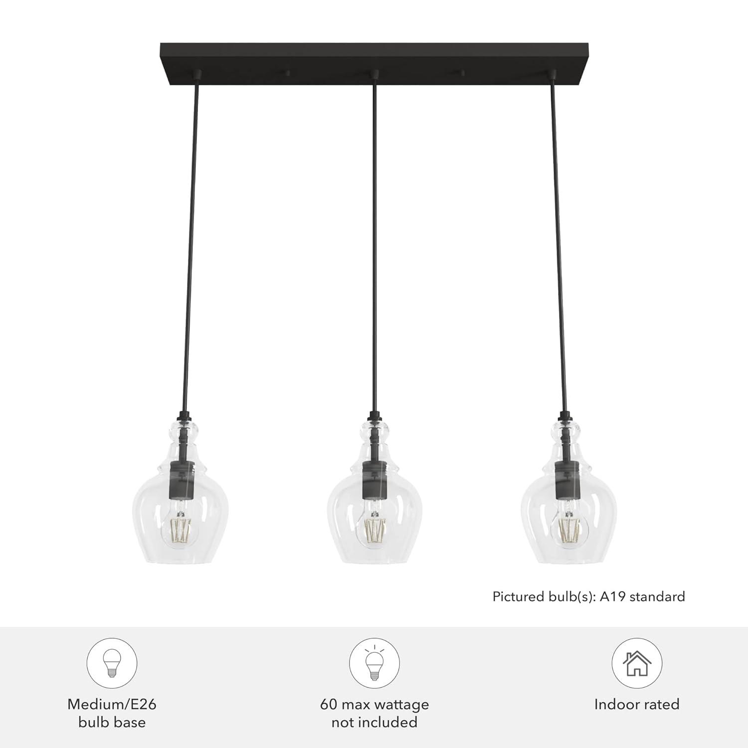 Hunter Fan Maple Park 3 Light Linear Bell Pendant