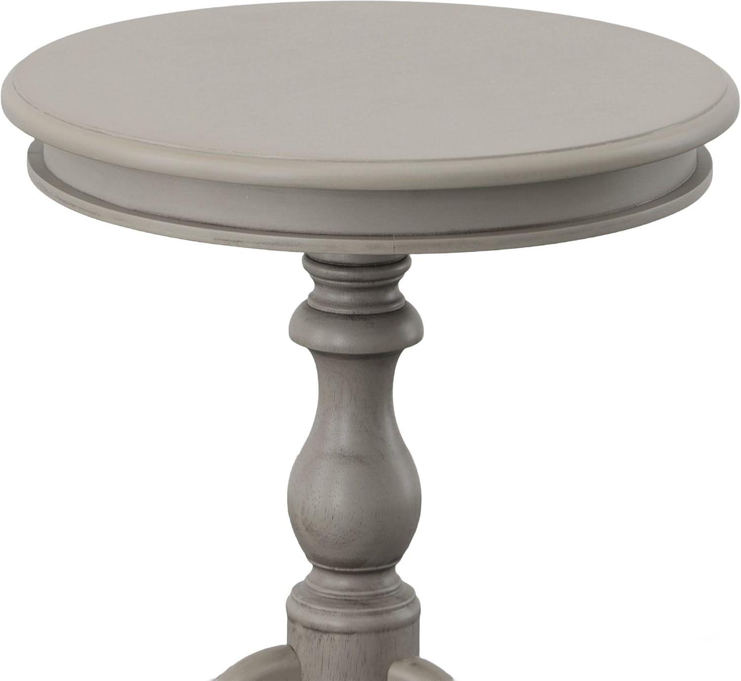 Carolina Living Paloma Accent Table - Weathered Gray and Table: Solid Wood, Round Pedestal Base, 25.25" Height
