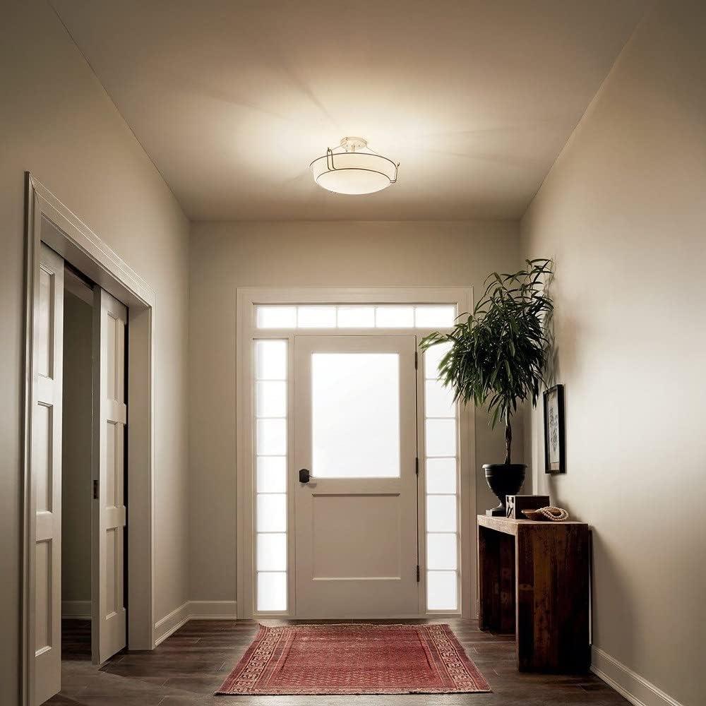 Alkire 22" Olde Bronze Semi-Flush Ceiling Light with Satin Etched Glass