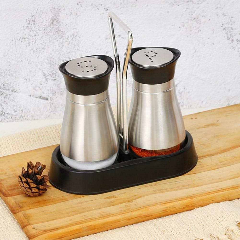 Juvale Stainless Steel Salt and Pepper Shakers Set with Glass Bottom, Perforated "S" and "P" Caps - Modern Kitchen Decor (4oz)