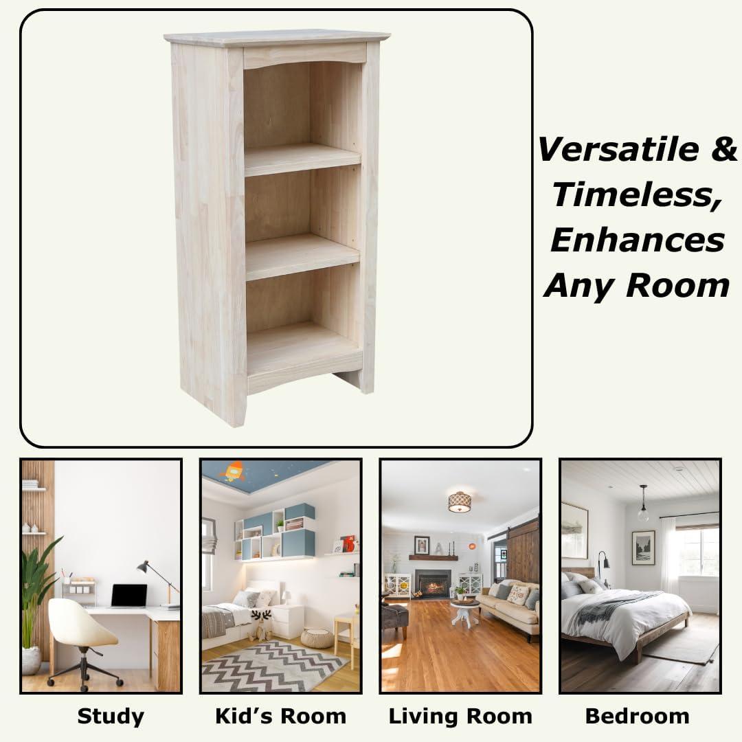 36" Shaker Bookcase Unfinished Brown - International Concepts: Solid Parawood, 2-Tier Storage