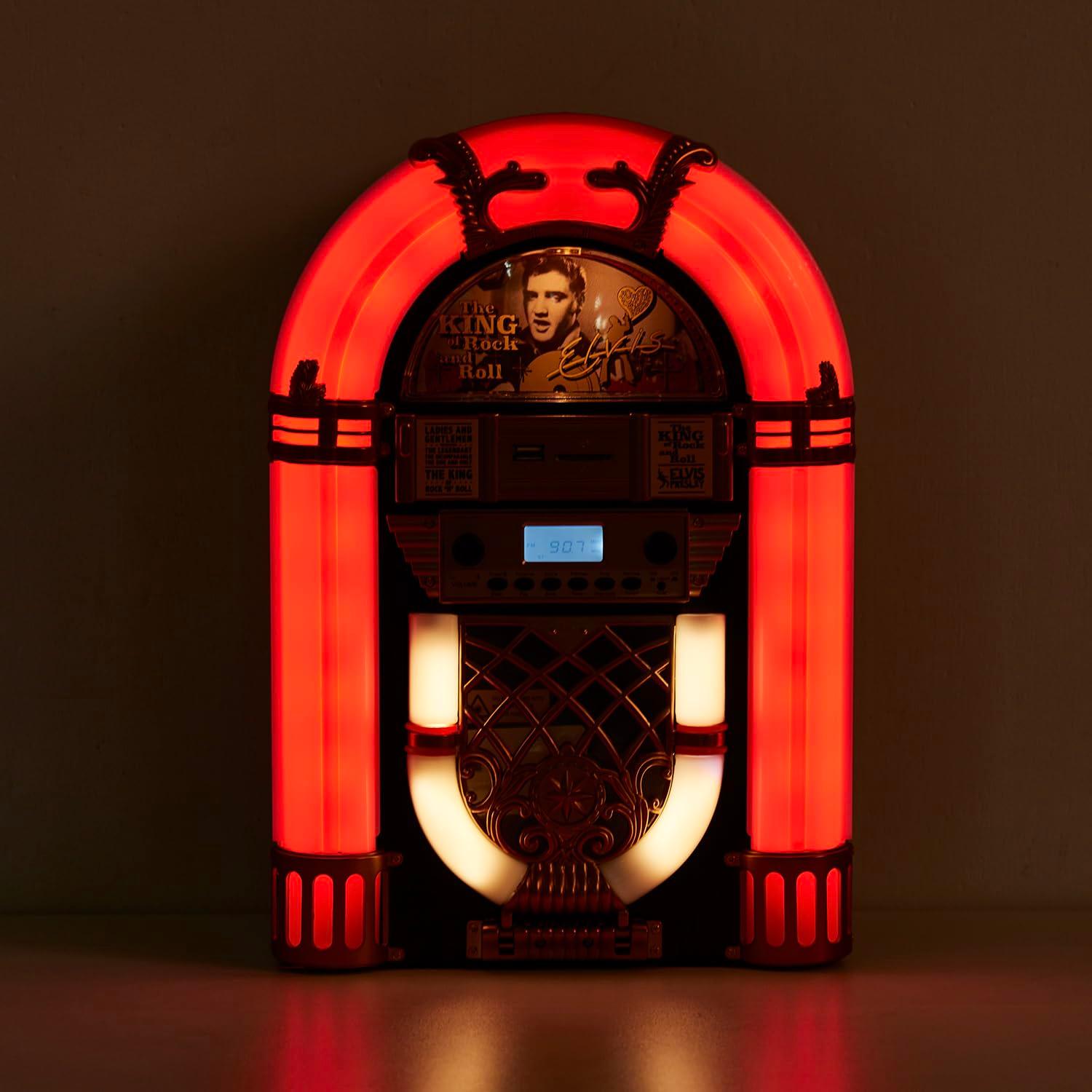Arkrocket Audio ArkrocketxElvis Presley Mini Jukebox / Tabletop CD Player / Bluetooth Speaker (Black/Gold)