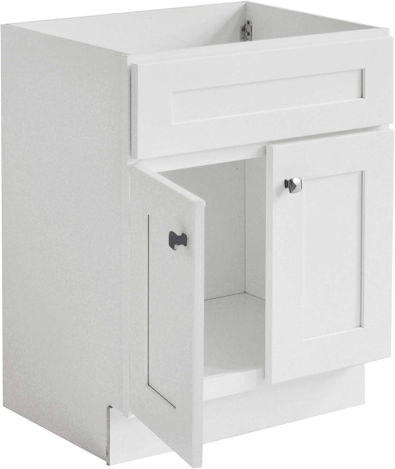 Brookings 24 Inch Bathroom Vanity, Ready to Assemble, Solid Wood, Sherwin Williams® White – Design House, 586933