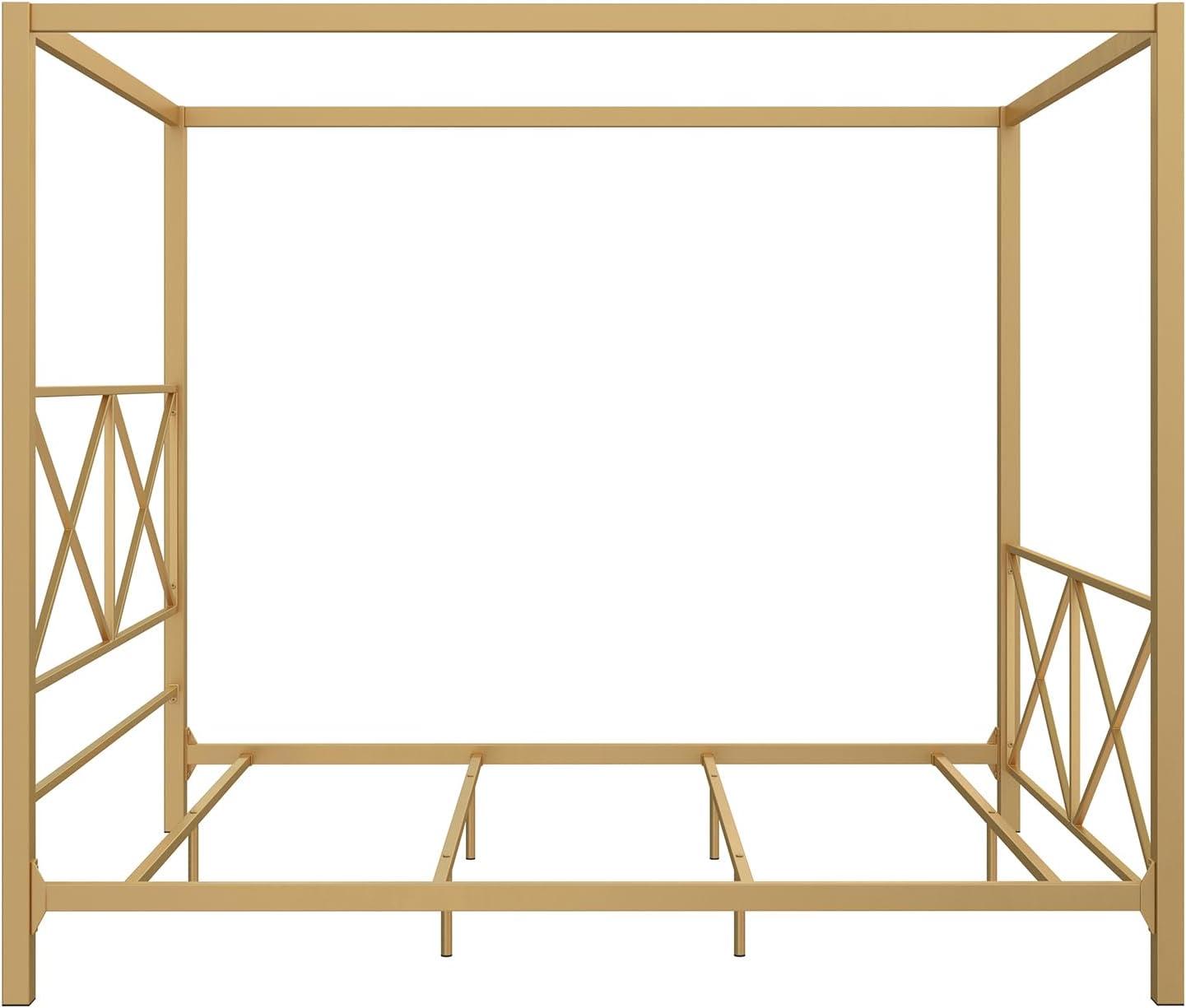 DHP Rosedale Metal Canopy Bed, Queen, Gold