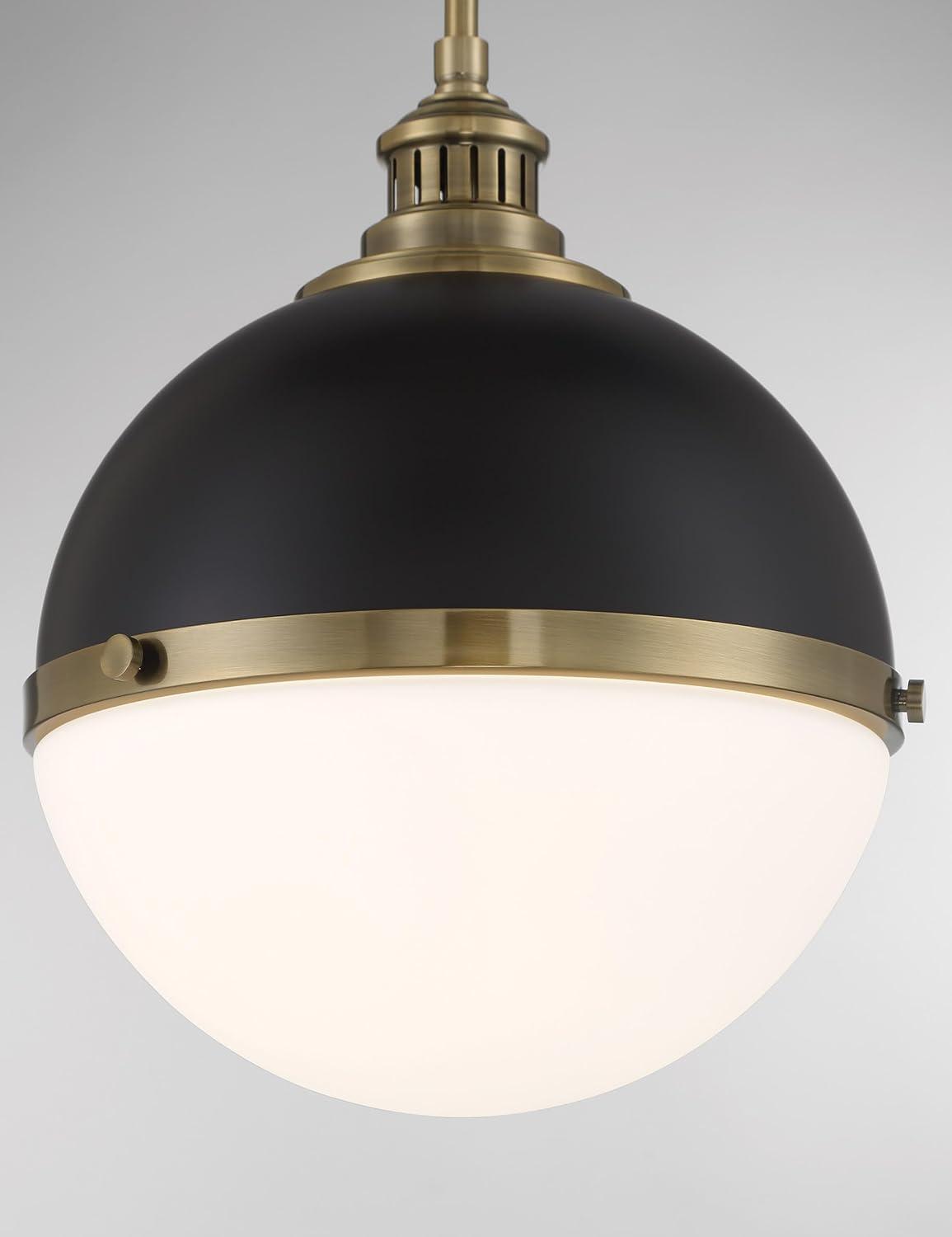 Coal and Oxidized Aged Brass Glass Orb Pendant Light