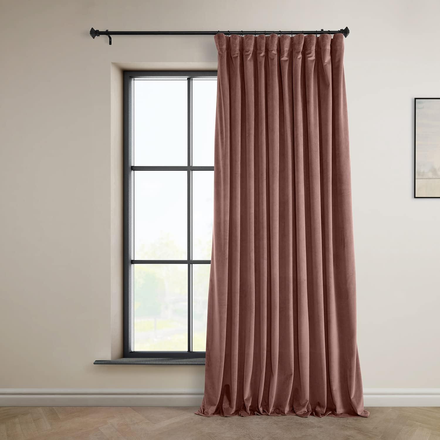 HPD Half Price Drapes Wild Rose Heritage Plush Velvet Room Darkening Curtains for Bedroom & Living Room Curtains (1 Panel), Window Curtains 84 inches long, Extra Wide Curtains & Drapes, 100W X 84L