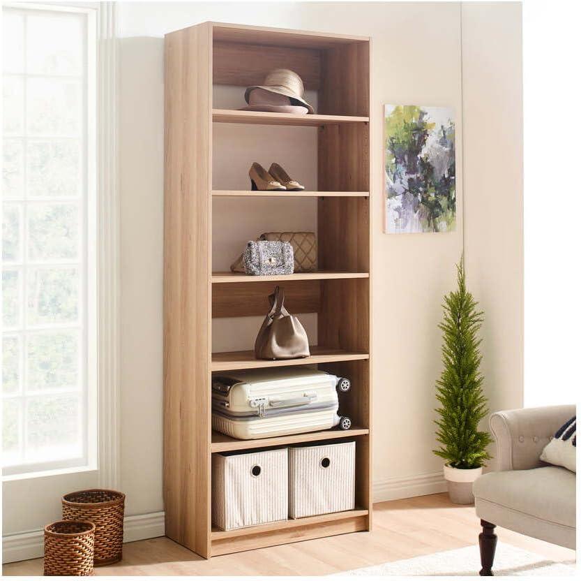 Prosper 32" Oak Wood Walk-in Closet with Five Shelves