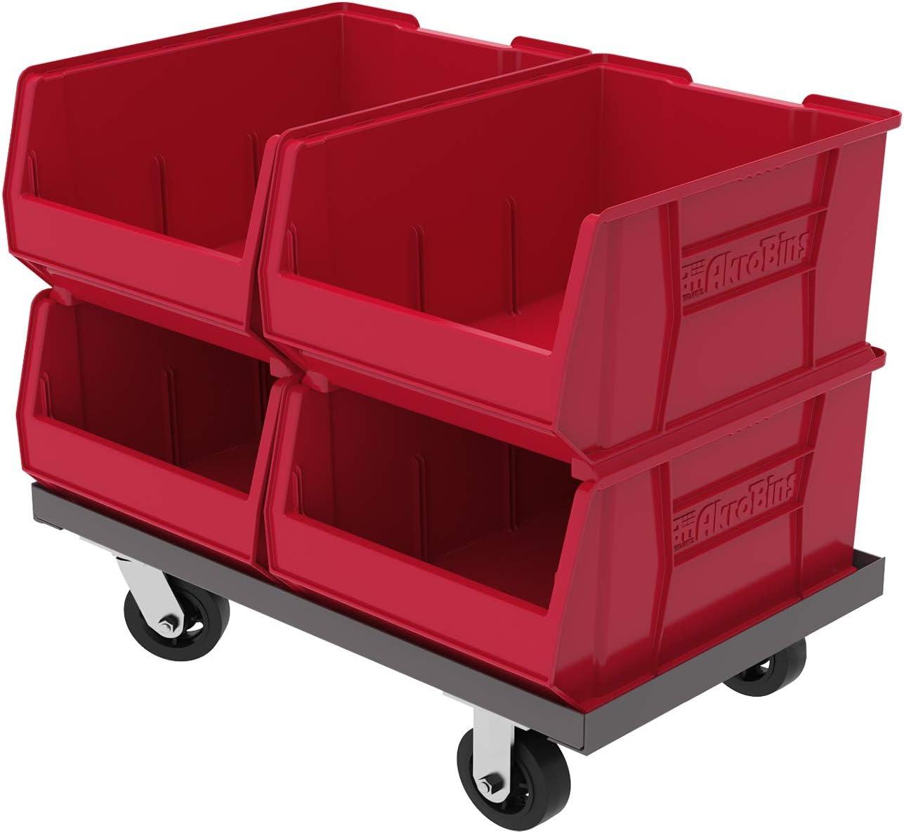 Red Plastic Stackable Storage Bin, 24-Inch