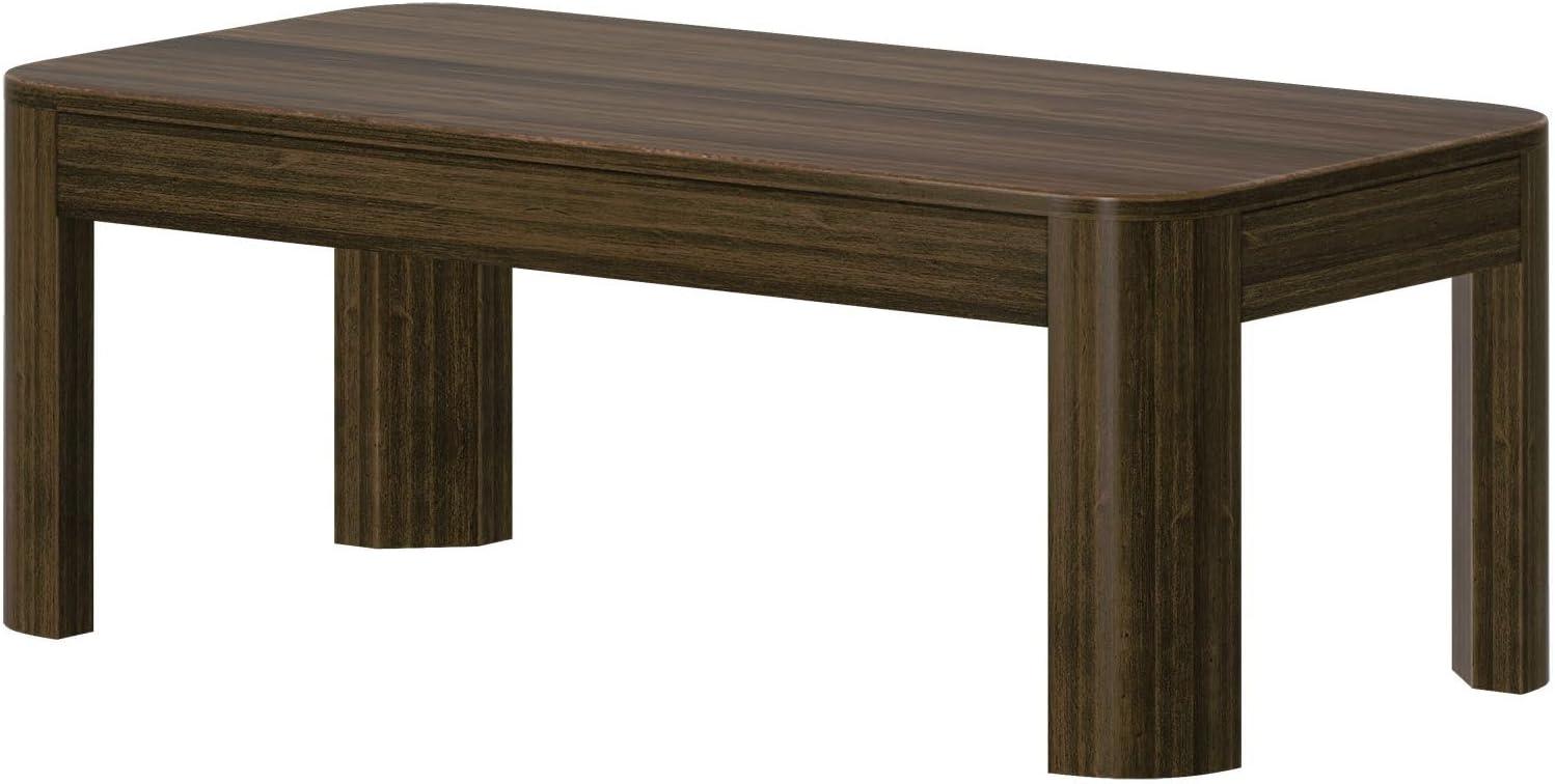 Walnut Pinewood Rectangular Coffee Table with Rounded Edges