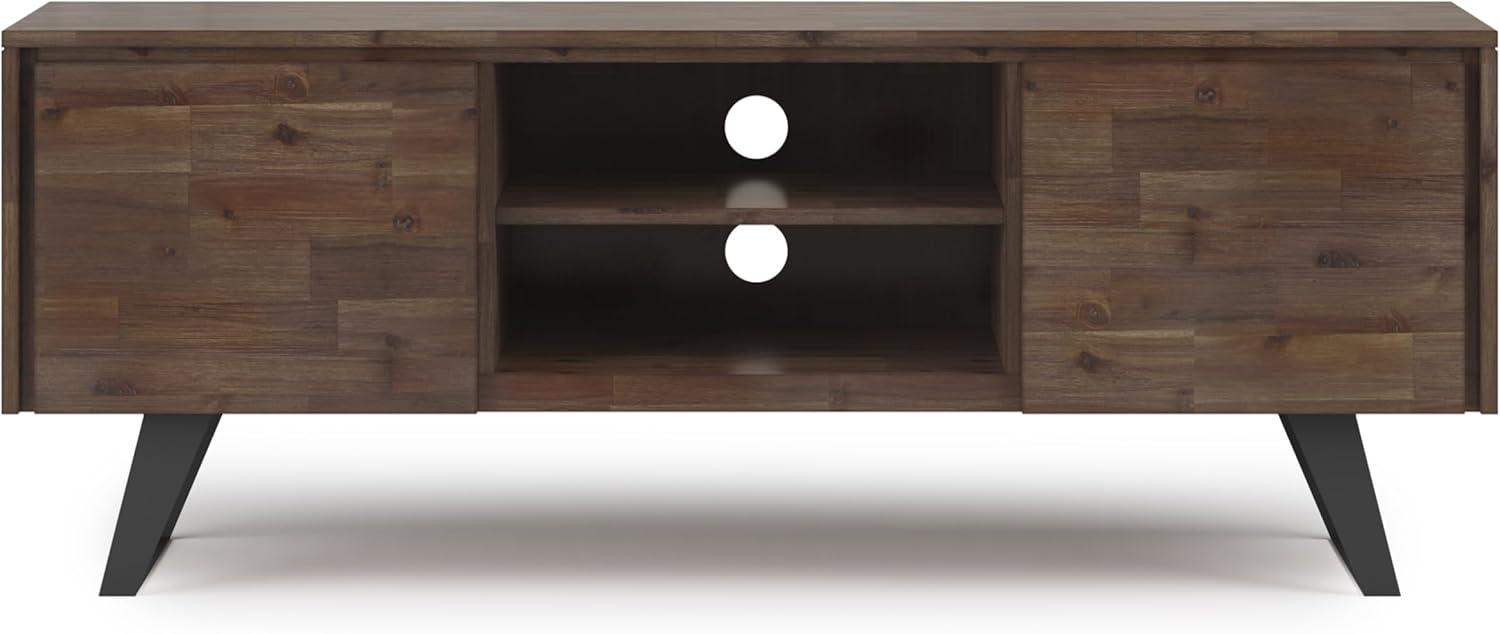Simpli Home Lowry 63"W Solid Wood Modern Industrial TV Stand for TVs up to 70" with Storage