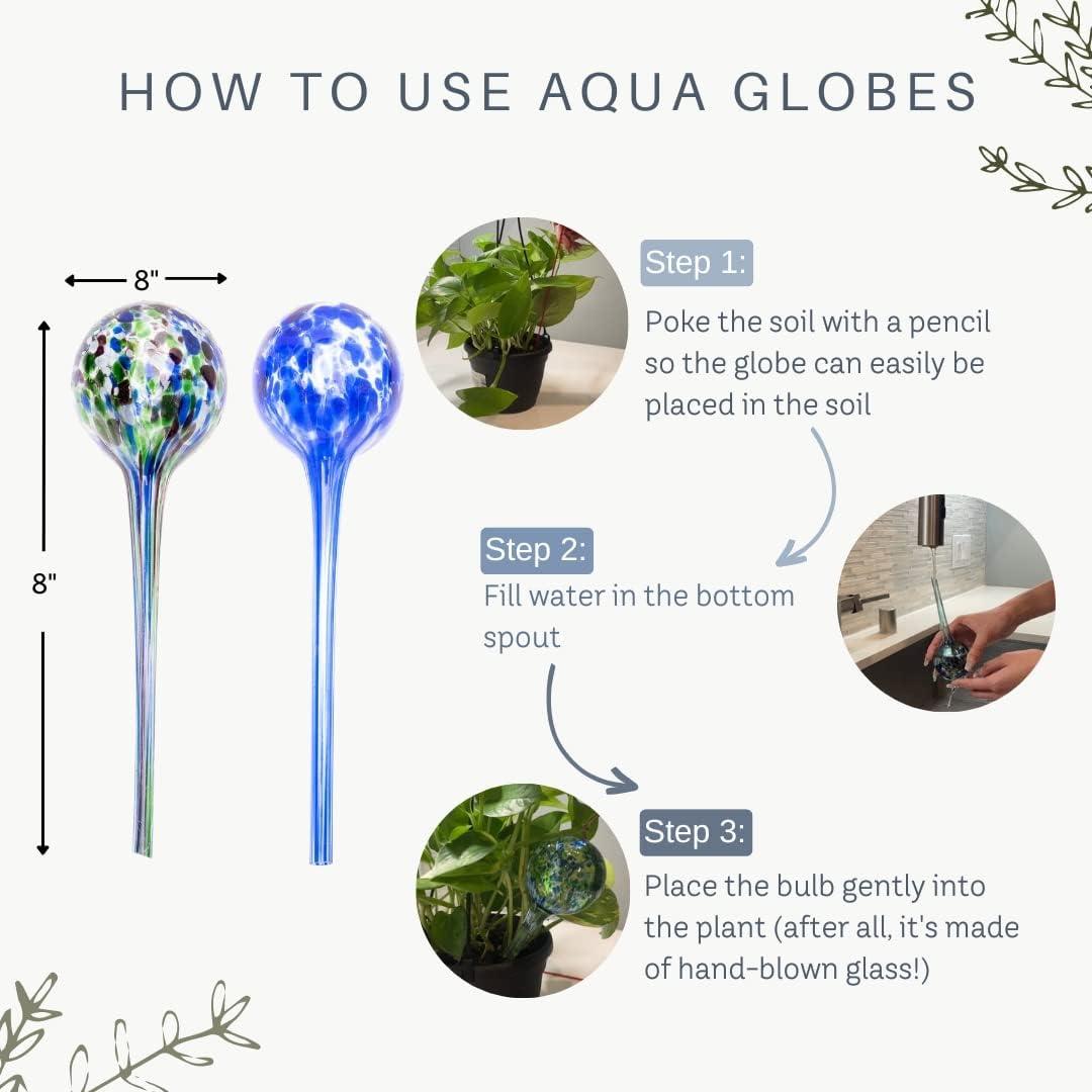 Keshia Indoor/Outdoor Plant Watering Glass Aqua Globe Stakes