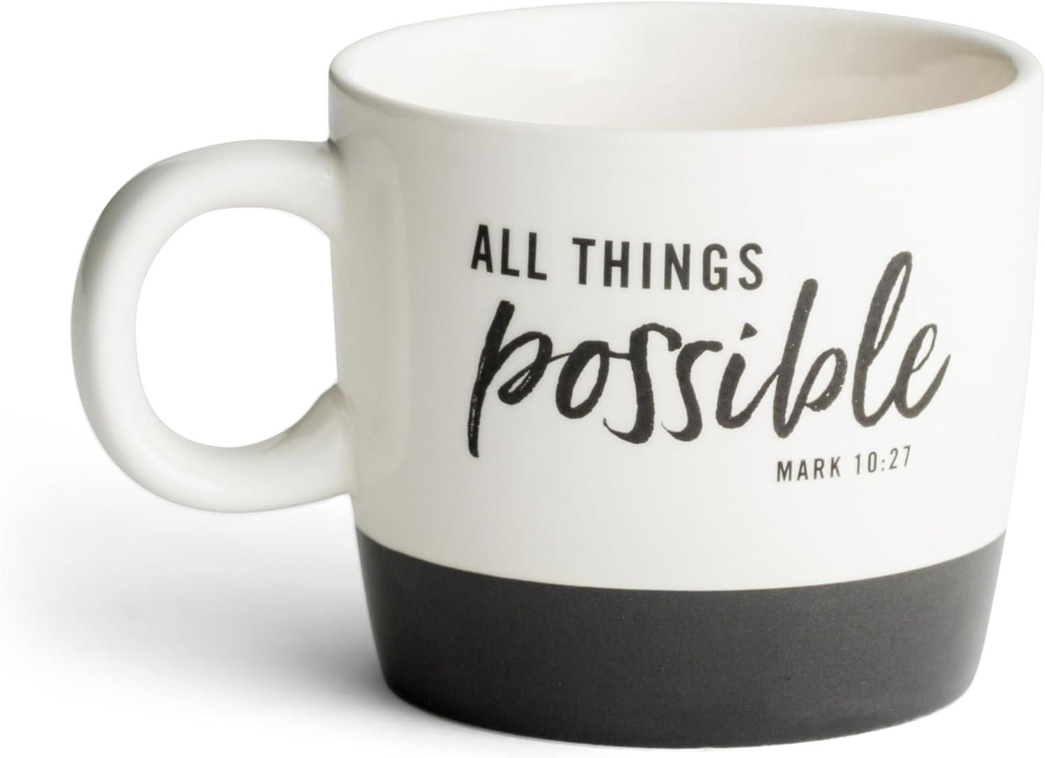 Inspirational White and Black Ceramic Mug, 16 oz