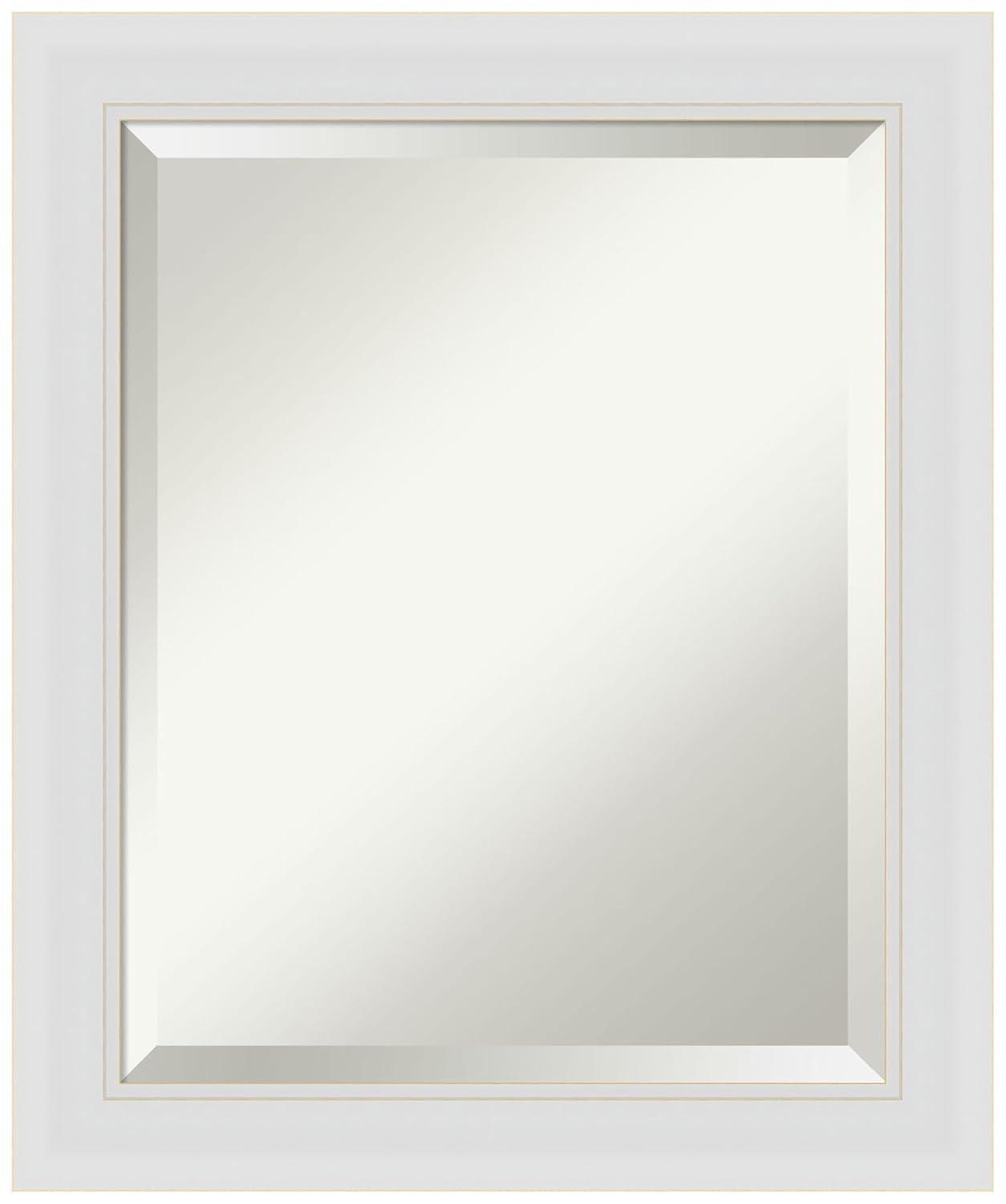 20" x 24" Flair Framed Bathroom Vanity Wall Mirror Soft White - Amanti Art: Modern Rectangle, Satin Finish, No Assembly Required