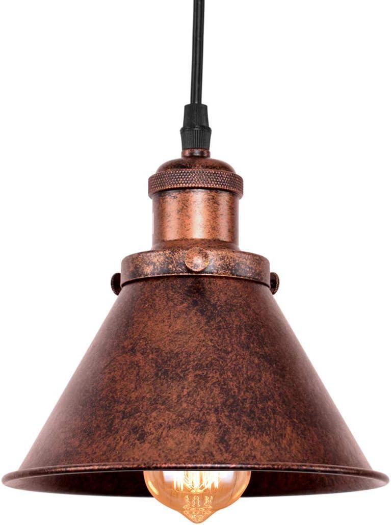 Small Antique Copper Farmhouse Pendant Light with Cone Shade