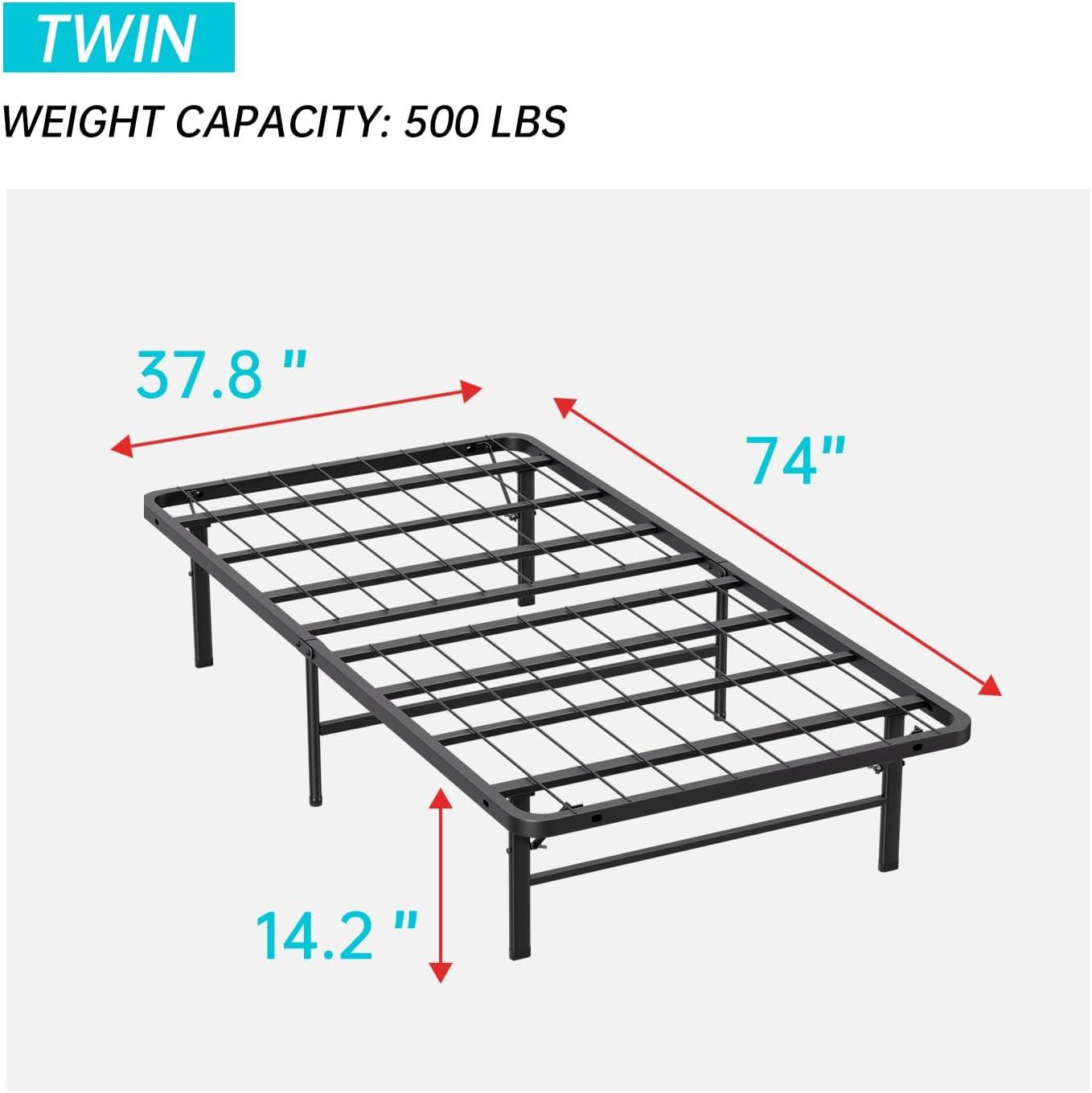 FDW Bed Frame Metal Platform Bed Frame 14 Inch Mattress Foundation Box Spring Replacement Heavy Duty Steel Slat Noise-Free