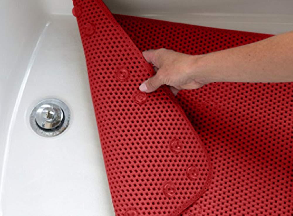 Deluxe Bathtub Mat Non Slip, Soft Foam Bath Mats for Bathroom Tub, Bathtub Mat with Drain Holes, Suction Cups- 36” X 17” - Red