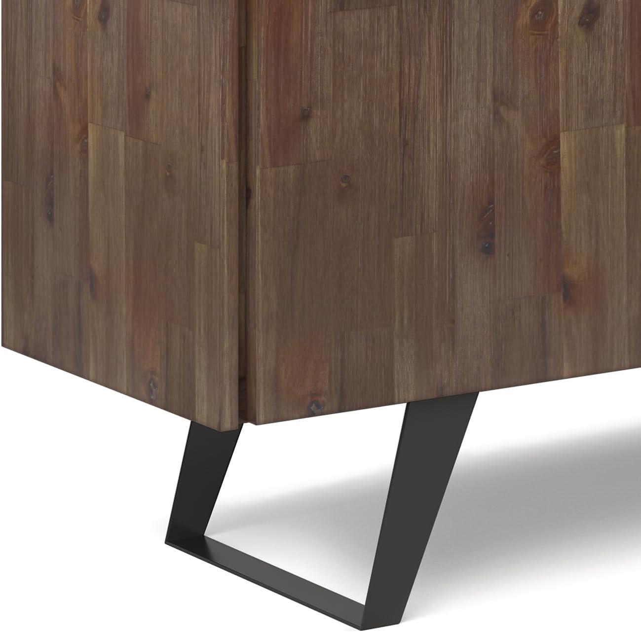 Simpli Home Lowry SOLID ACACIA WOOD and Metal 60 inch x 17 inch Rectangle Modern Industrial Sideboard Buffet in Rustic Natural Aged Brown