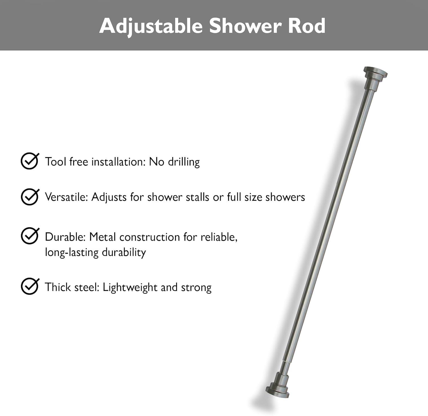 Design House Classic Adjustable Straight Tension Shower Curtain Rod for Bathroom