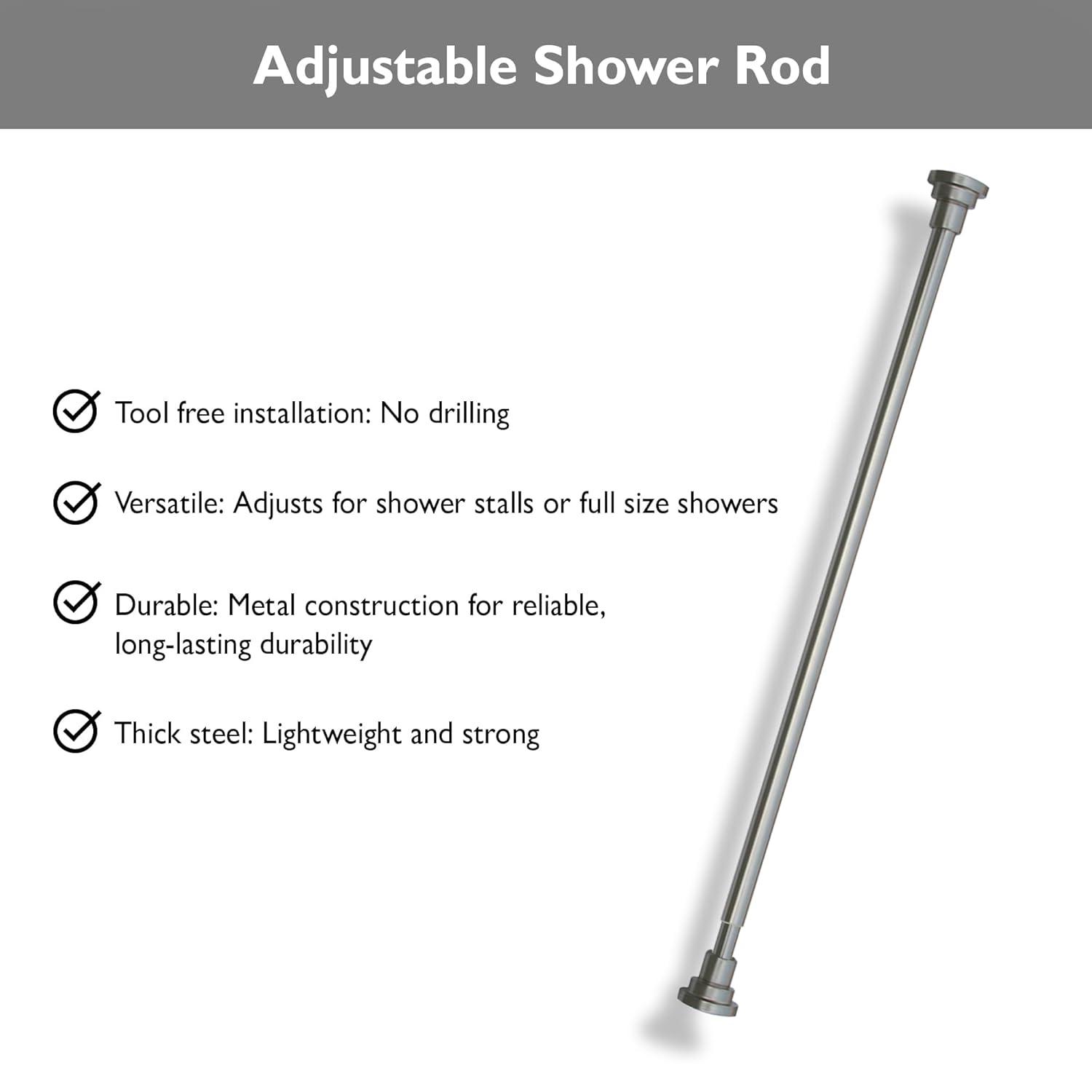 Design House Classic Adjustable Straight Tension Shower Curtain Rod for Bathroom