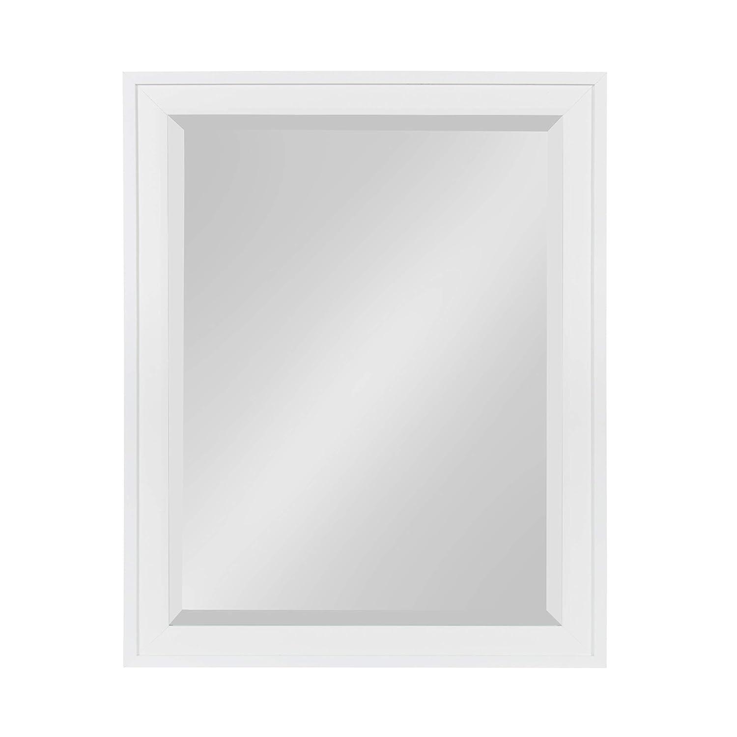 21.5" x 27.5" Bosc Rectangle Wall Mirror White - DesignOvation: Polystyrene Frame, No Assembly Required