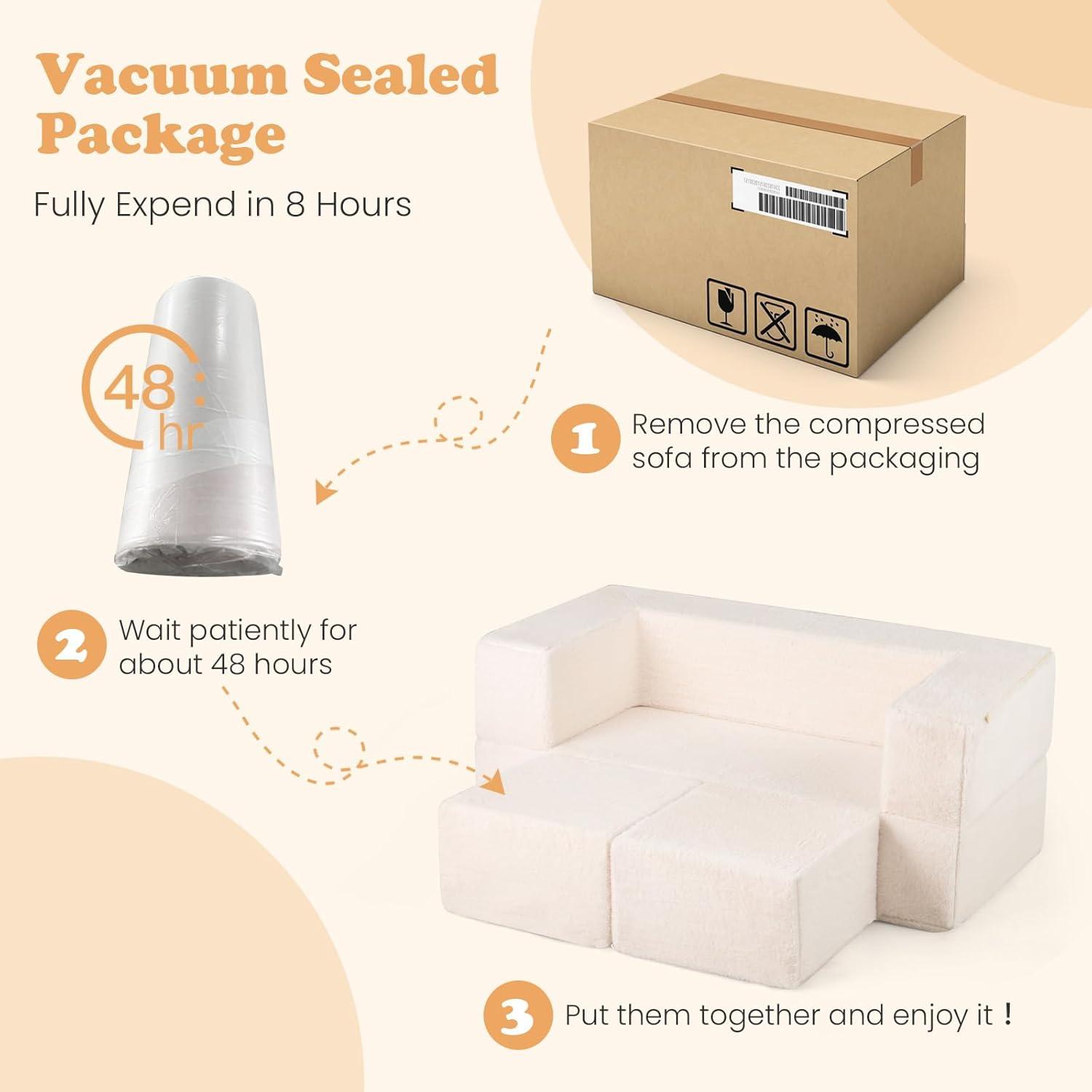 OLAKIDS Modular Kids Play Couch, Toddler Sectional Fort Building Sofa for Playroom, Bedroom, Convertible Soft Foam Furniture Playset and Floor Cushion for Boys and Girls