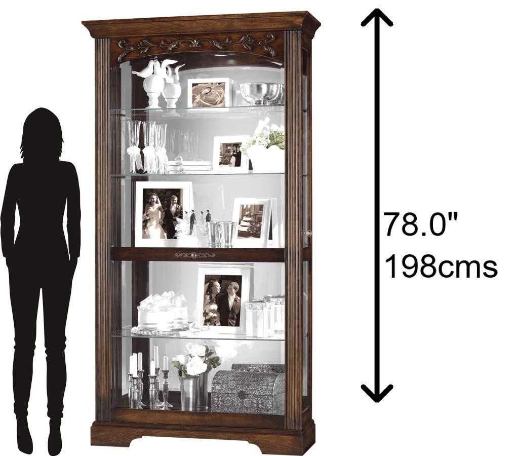 Hartland Traditional Brown Lighted Curio Cabinet with Adjustable Glass Shelves