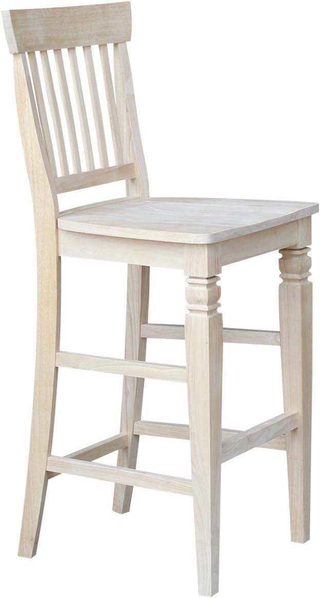 International Concepts Wood Seattle Bar Height Stool - 29.92" Seat Height - Unfinished