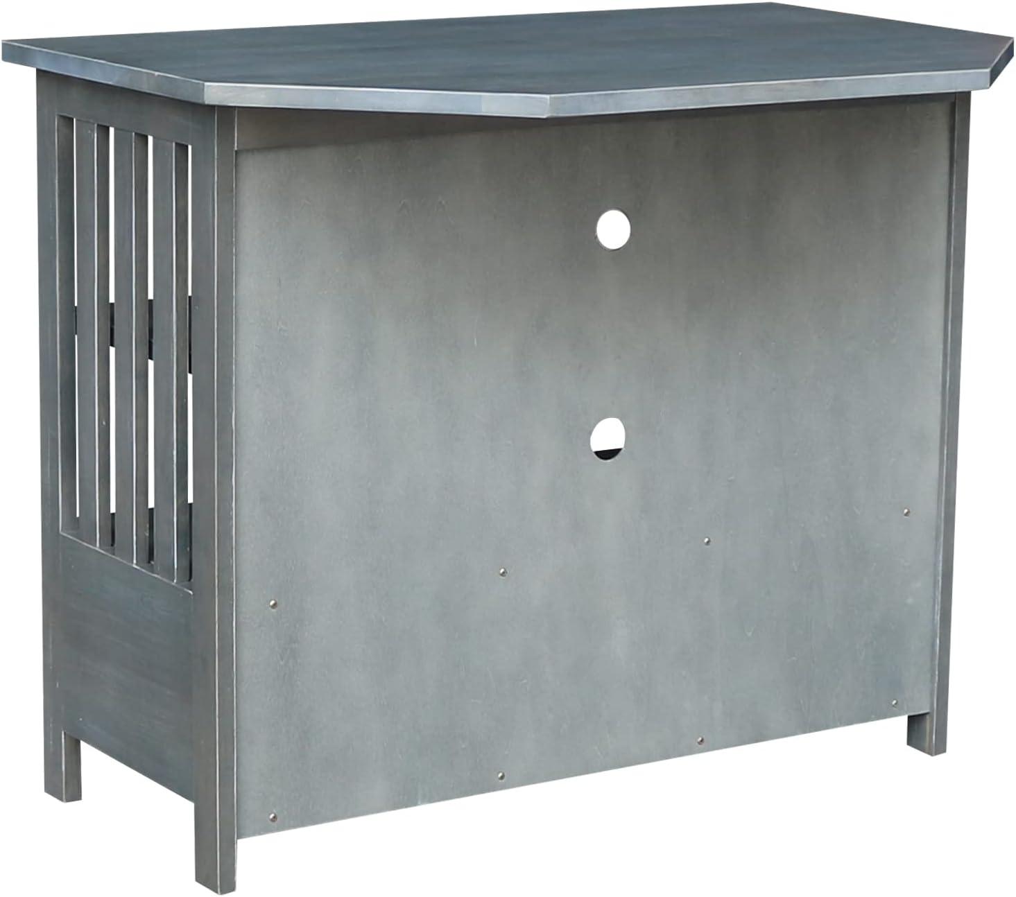 Solid Wood TV Stand with Shelves and Drawer in Heather Gray - 28.9"  Height