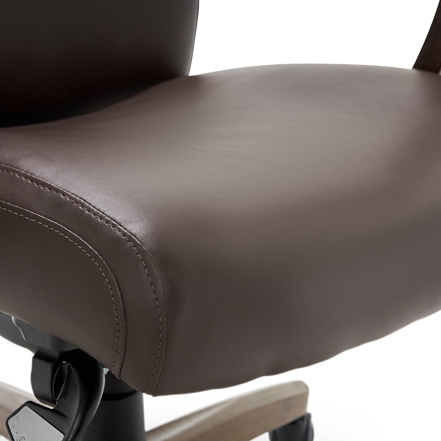 Greyson Modern Executive High-Back Office Chair with Solid Wood Arms and Lumbar Support