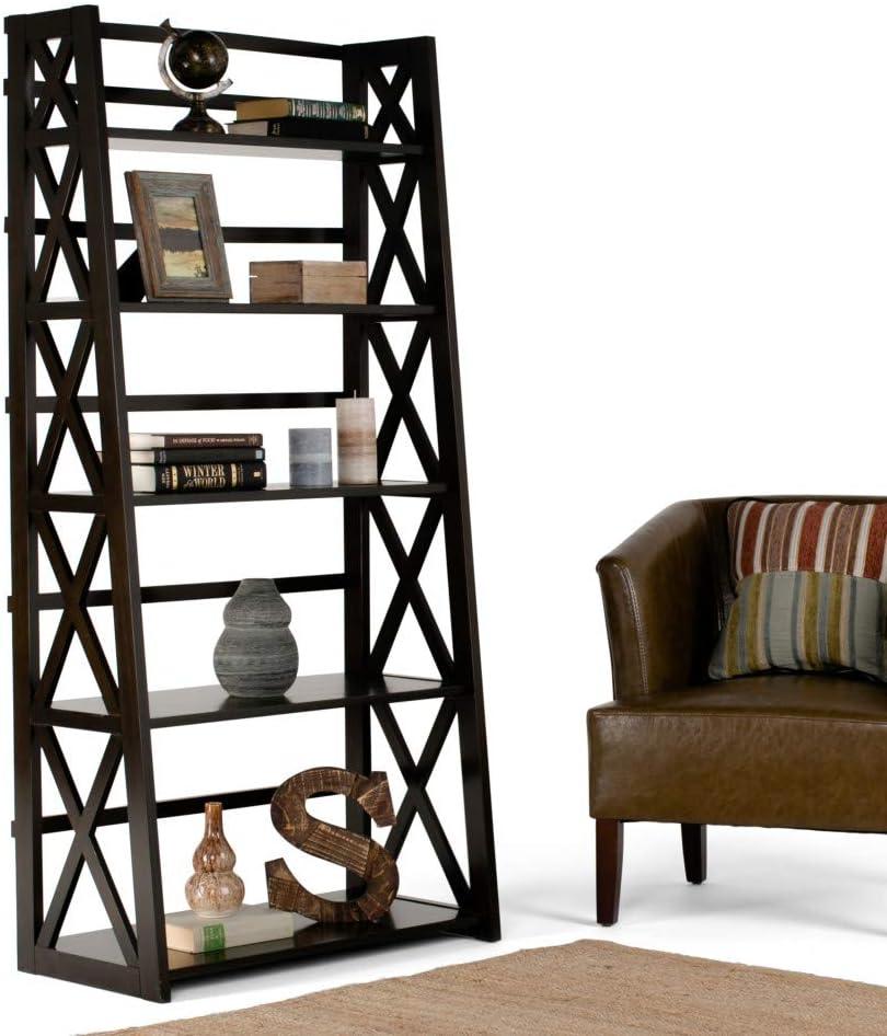 Kitchener Hickory Brown Solid Wood 5-Shelf Ladder Bookcase