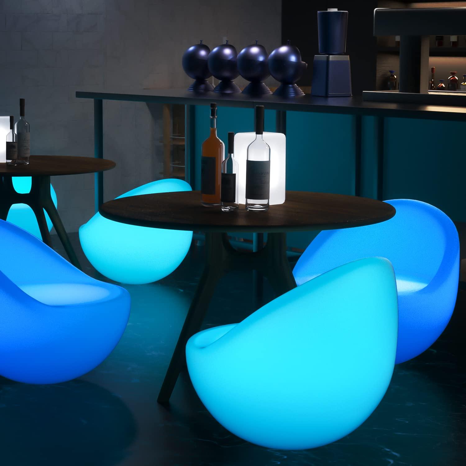 MoNiBloom Outdoor Egg Shape LED Light Up Chair Modern Lighting Seat Color Changing Bucket Chair with Remote