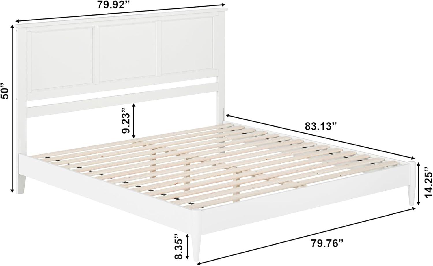 AFI Charlotte King Solid Wood Low Profile Platform Bed, White