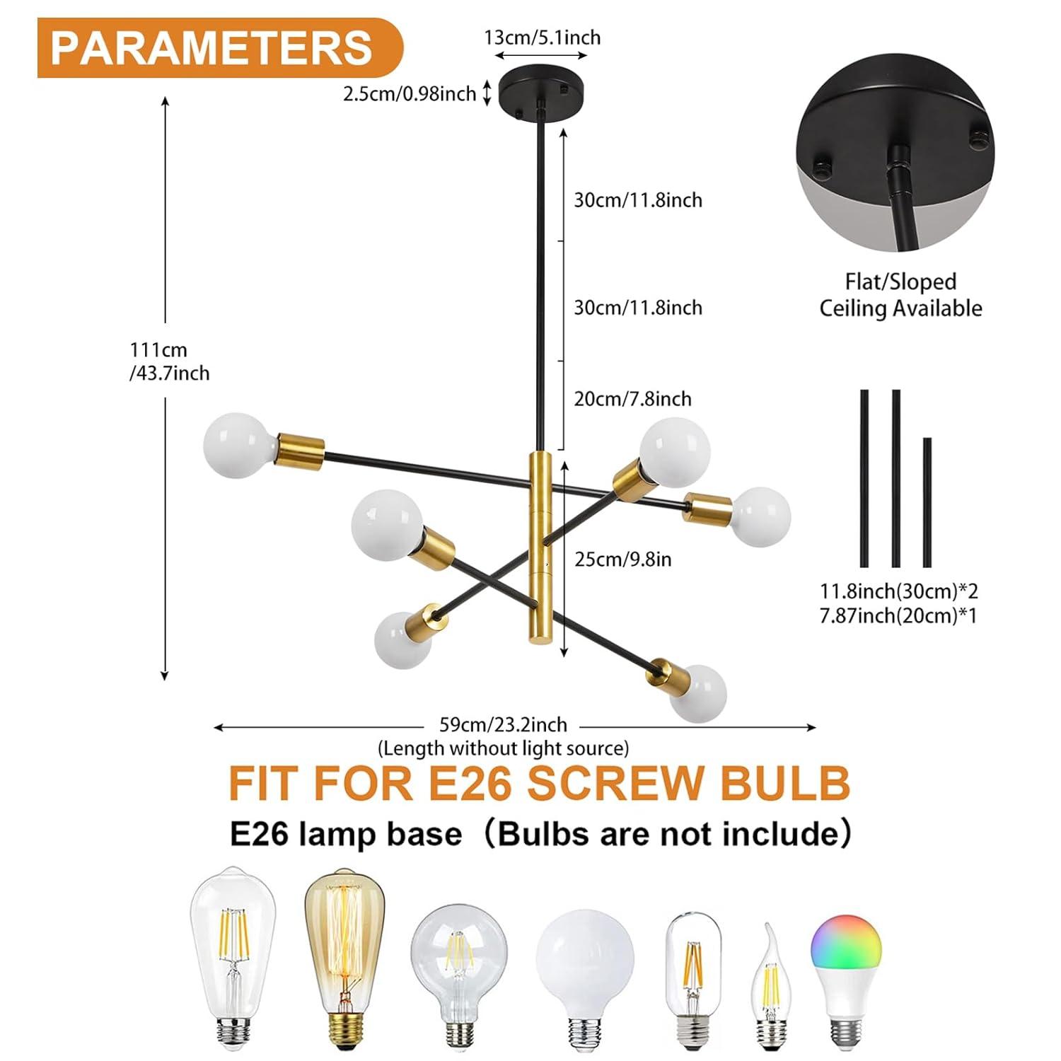 Cobina 6 - Light Dimmable Sputnik Sphere Chandelier
