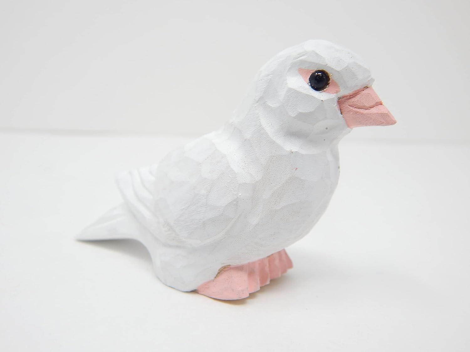 White Dove Wood Figurine Statue Sculpture Ornament Decoration Miniature Bird Art Carve Small Animal