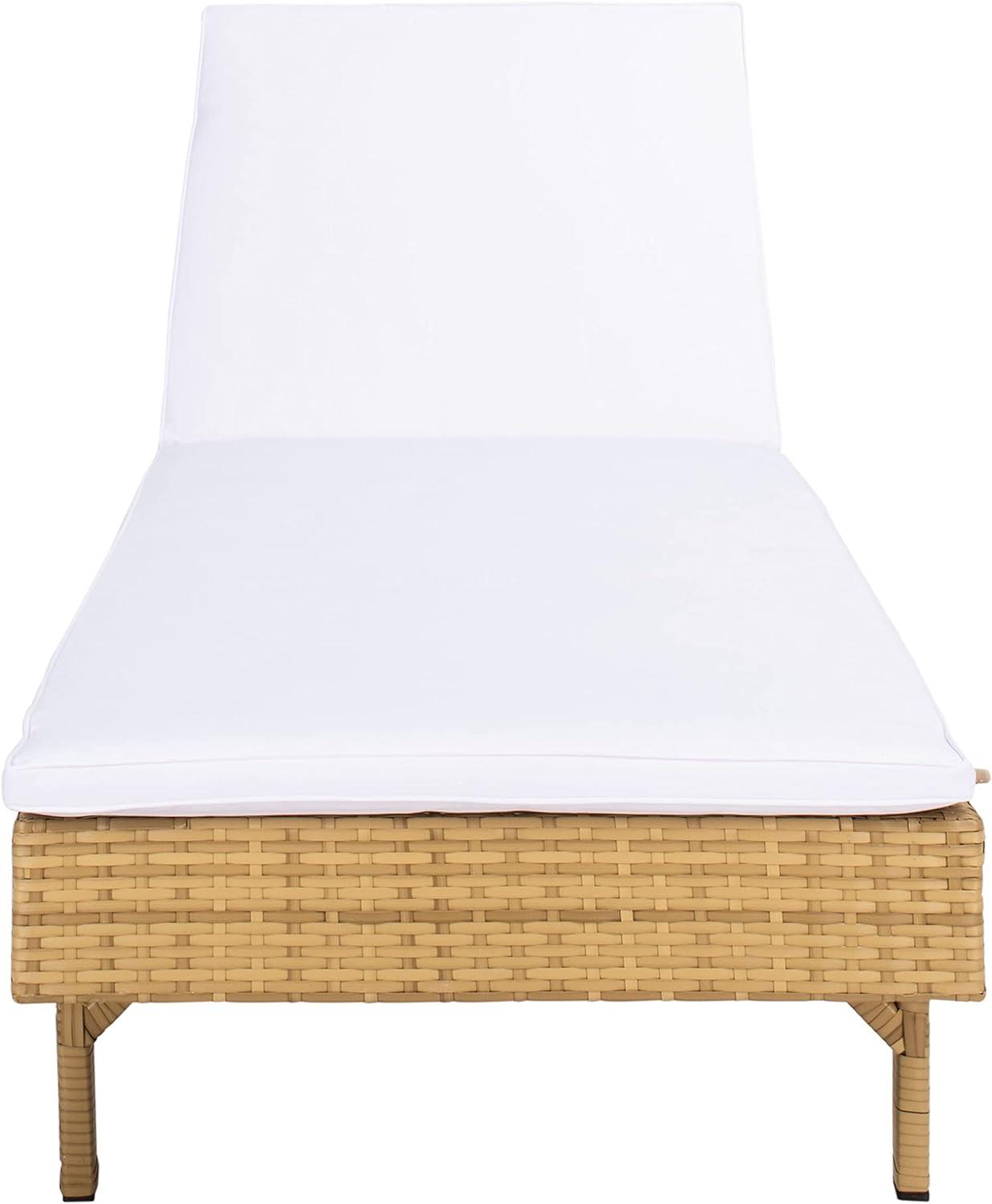 Cam Sunlounger - Outdoor - PAT7501 - Natural/White -Safavieh